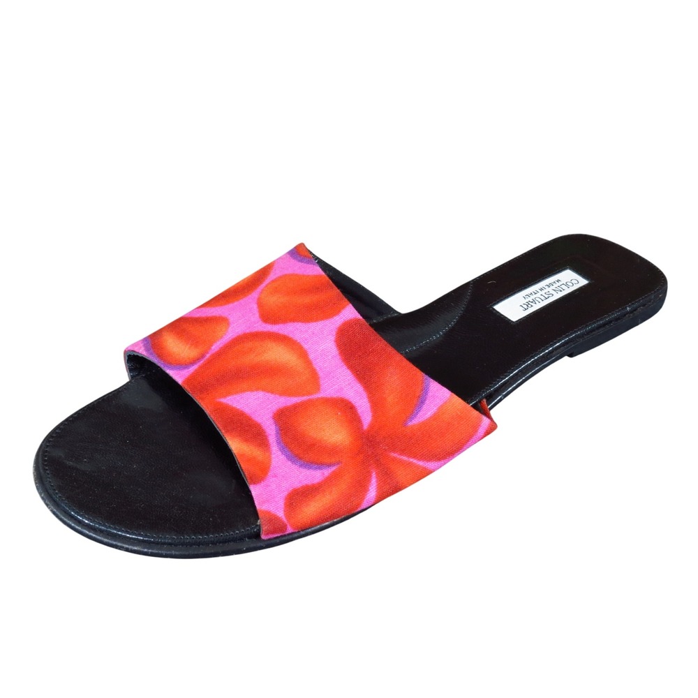 Colin Stuart Women Floral Slide Sandals Size 8.5 Casual Summer Pink Orange Italy
